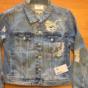 VERVET Women's Distressed Blue Jean Jacket